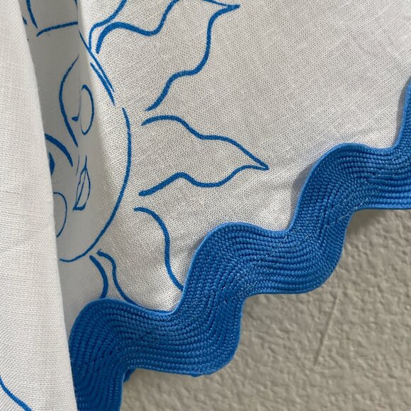 JANE & DELANCEY (NWT) "Ciao" Short Sleeve Button Down RicRac Blouse, Wht/Blu - M - Picture 6 of 9